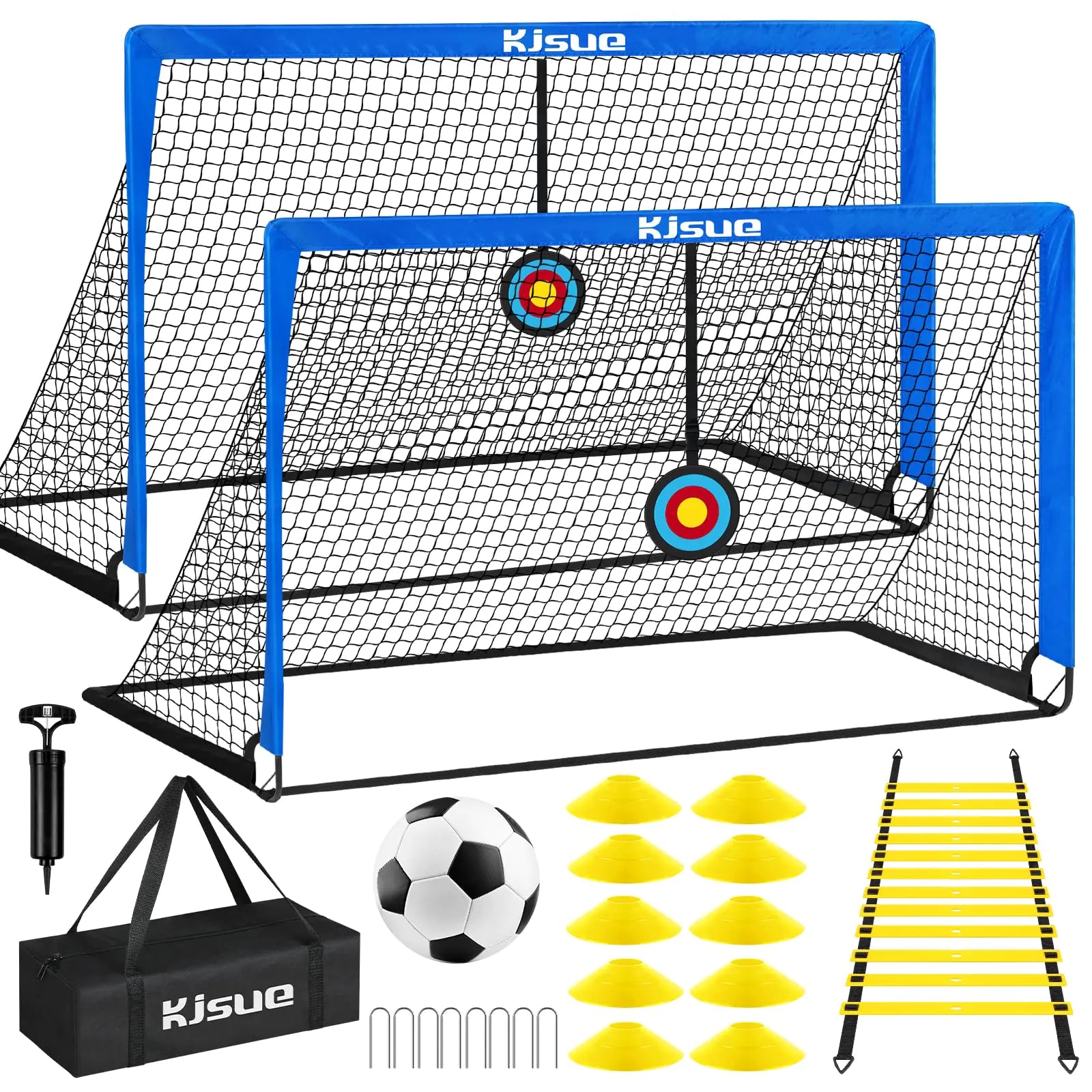 Kids Soccer Goal Soccer Goals for Backyard Set of 2 5x3.6ft Portable Soccer Goal Pop Up Soccer Net Soccer Nets Training Equipment with Soccer Targets for Kids Age 3-5 6-8 8-12 10-12 Games