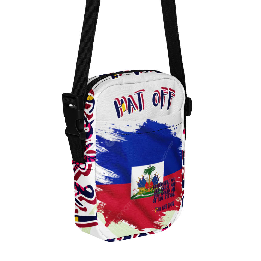 R&J Hat Off Haitian Flag Utility Crossbody Bag