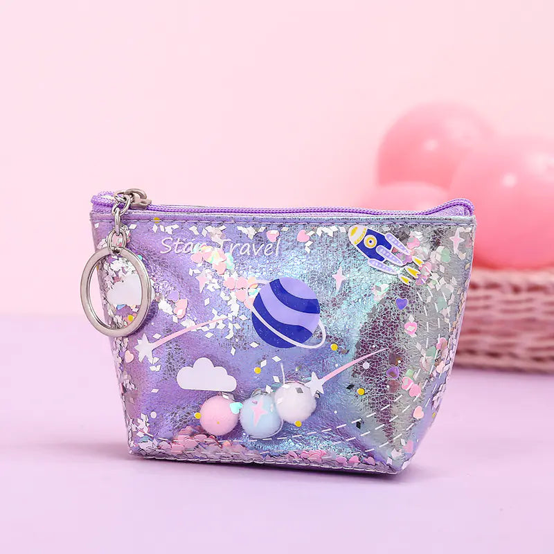 Makeup Bag with Glitter Coin Purse and Storage Pouch