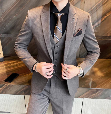 Men's Slim Fit Business Suit 3-Piece Set