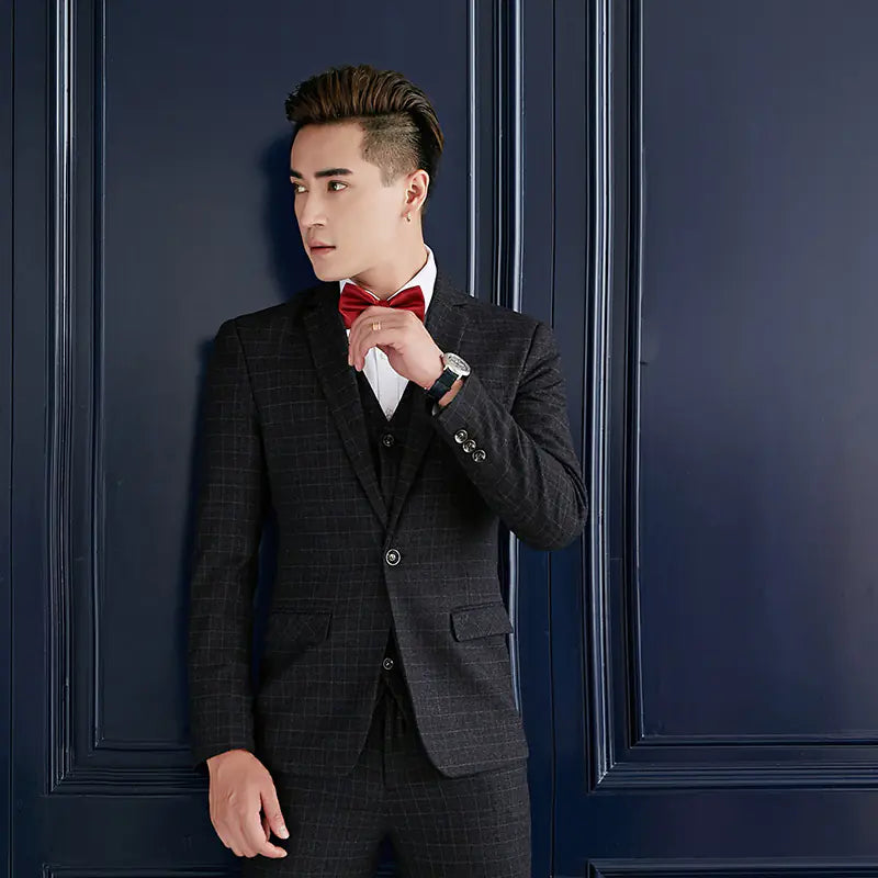 Men's Slim Fit British Style Suit Set for Weddings