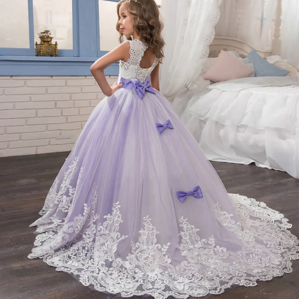 Girls' Lace Wedding Dress, Princess Gown for Kids