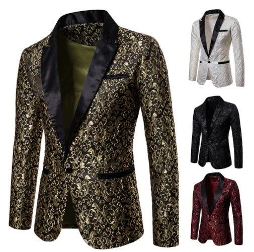 Men's Casual Formal Floral Suit Jacket