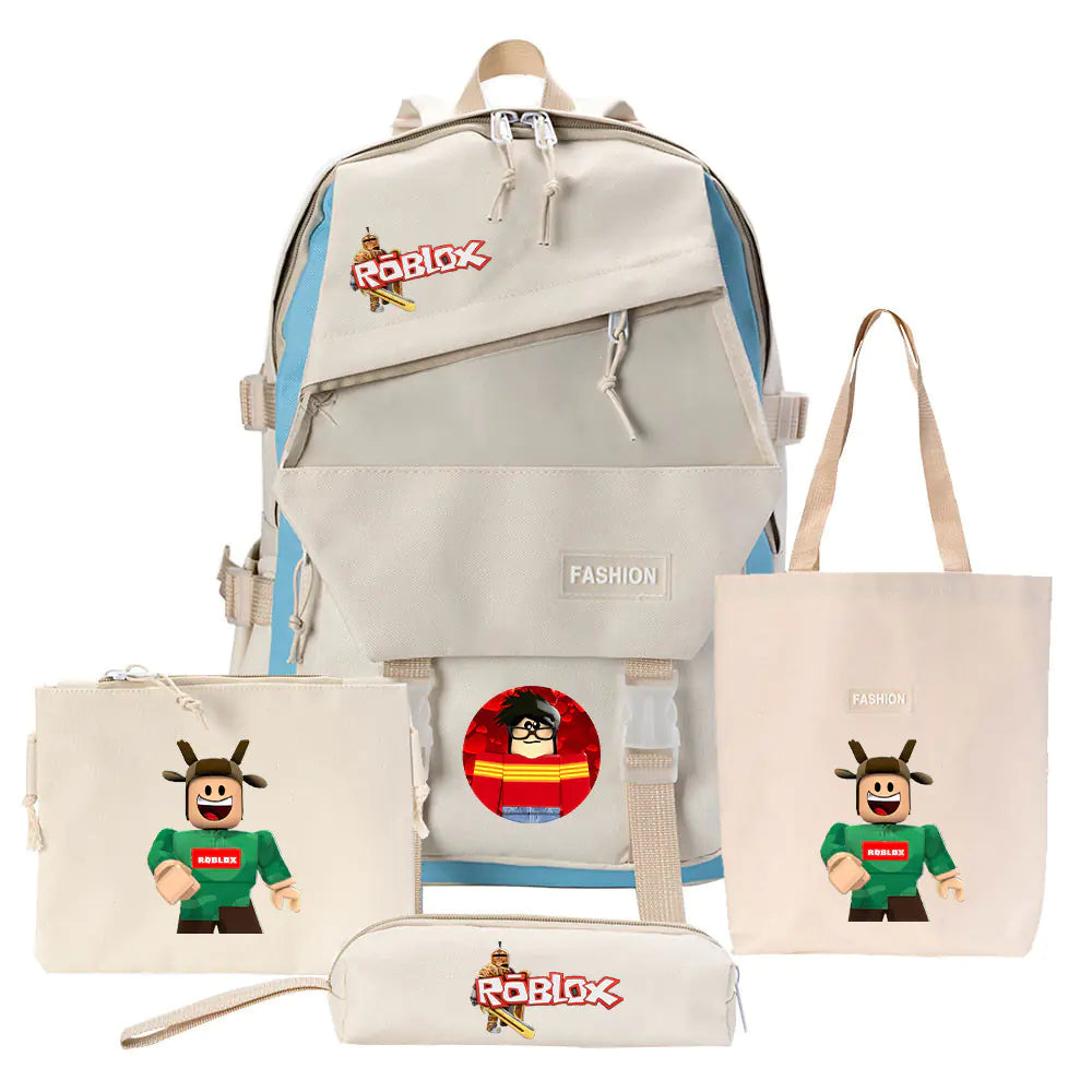 Four-Piece Canvas Backpack Set for Students
