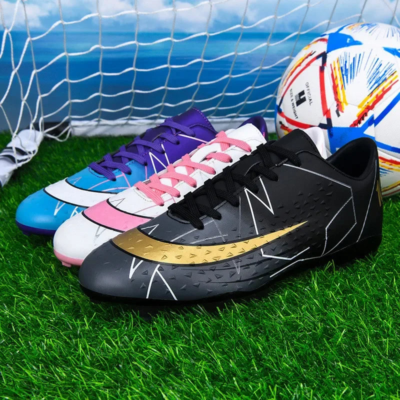 Fashion White Pink Football Sports Shoes Men Women Cheap Long Spikes Soccer Cleats Men Professional Futsal Shoes Zapatos Futbol