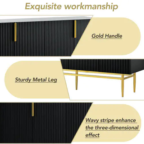 Modern And Elegant 4-door Sideboard Buffet Cabinet With Gold Metal Handle