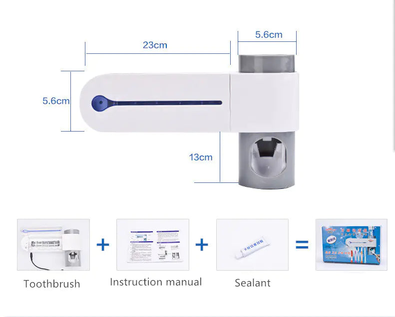 2-in-1 UV Toothbrush Holder with Automatic Toothpaste Dispenser