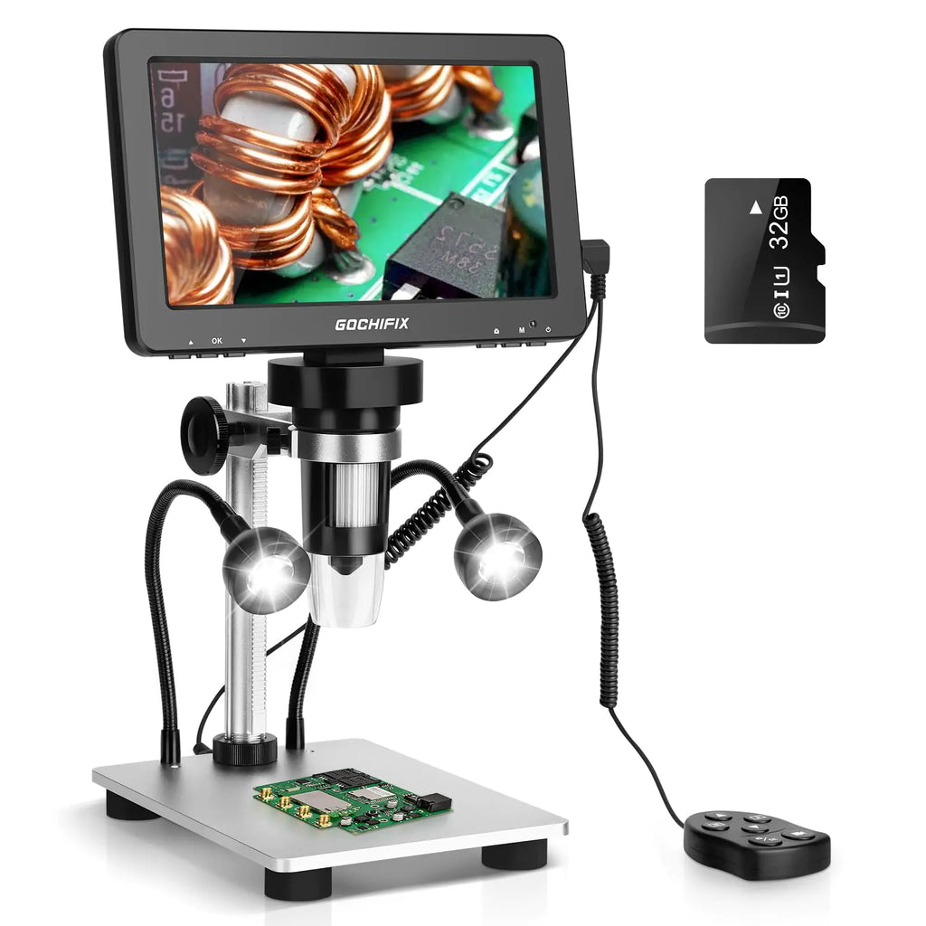 7" LCD Digital Microscope 1200X for Adults12MP 1080P Solding USB Microscope with 10 LED Lights-Ideal for Coin Collectors Electronics Enthusiasts Windows/Mac OS CompatiblePC View 32GB