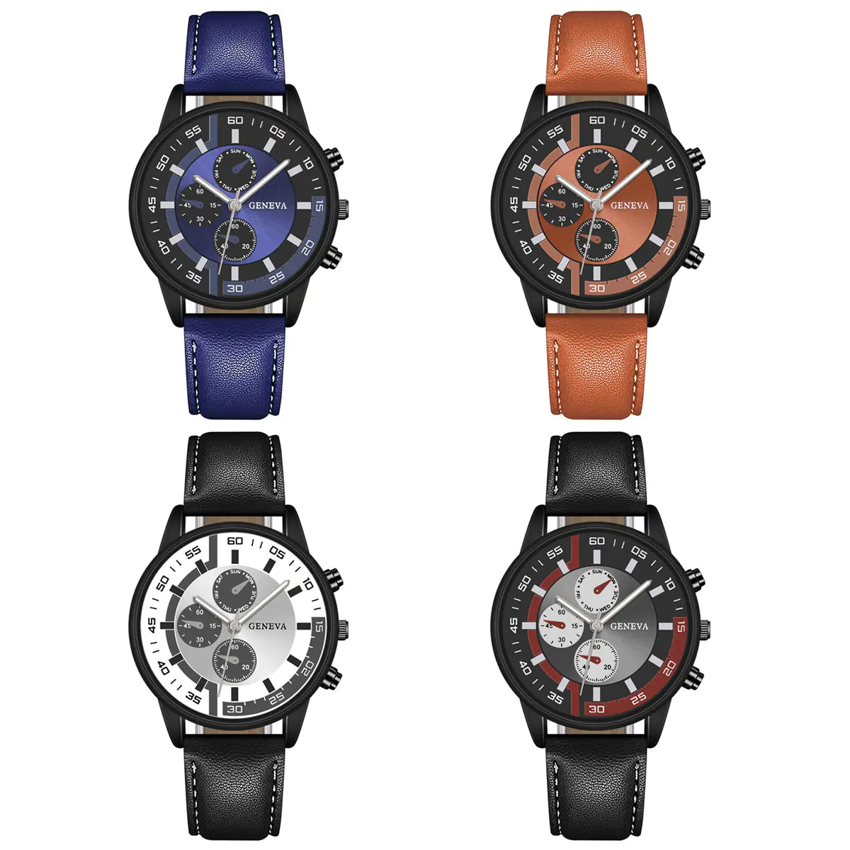 Fashion Quartz Watch for Men with PU Strap (Gift Box)