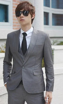 Men's Slim Fit Solid Color Suit Set for Weddings