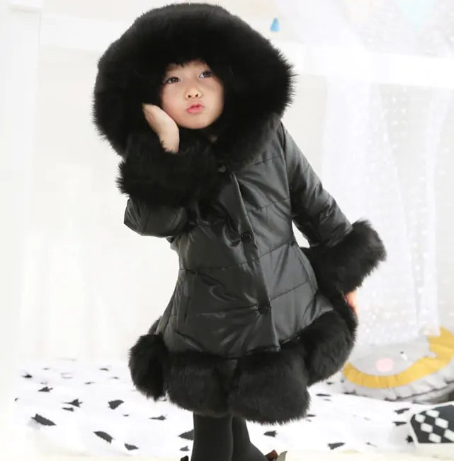 Girls Mid-Length Padded Winter Jacket