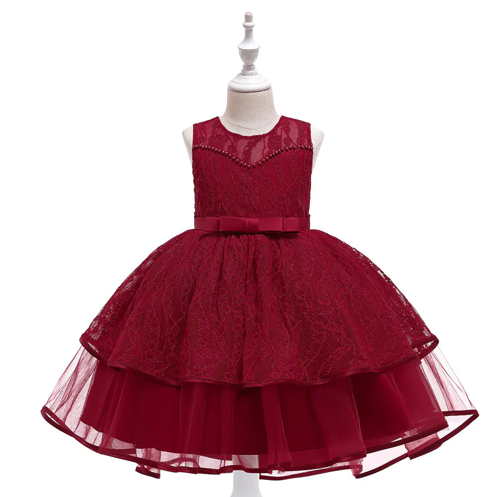 Lace Embroidery Mesh Princess Dress for Kids