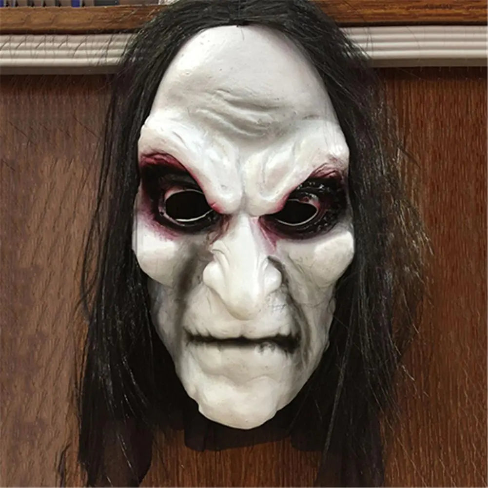 Halloween Long-Haired Horror Mask with Blood Design