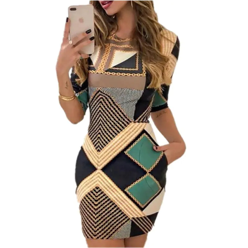 Slim Fit Printed Bodycon Dress