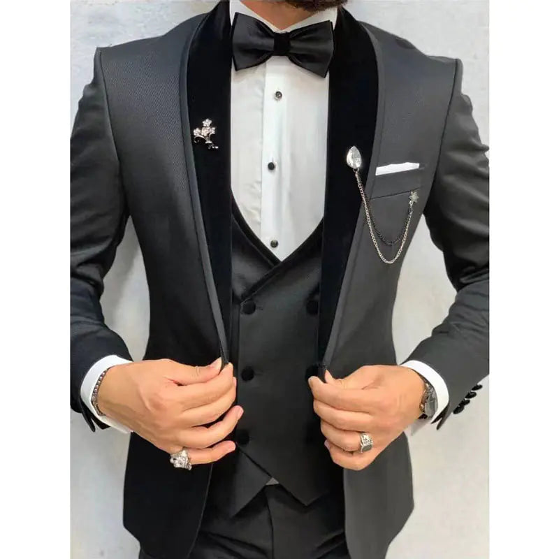 Dark Grey Three-Piece Suit for Men