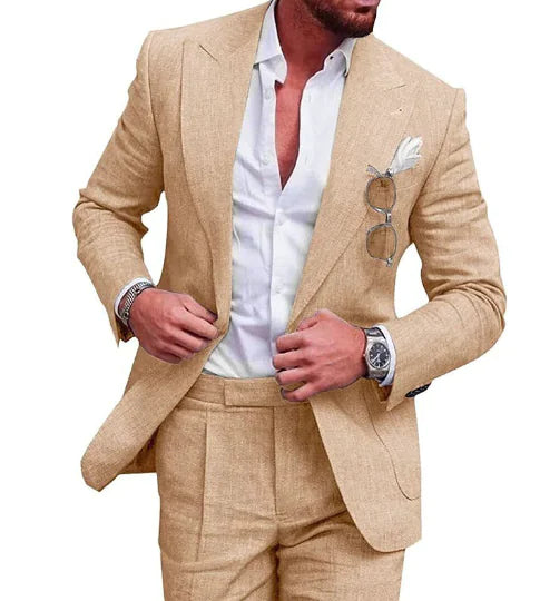 Norbert Men's Linen Suits - New Large Size Two-Piece Set