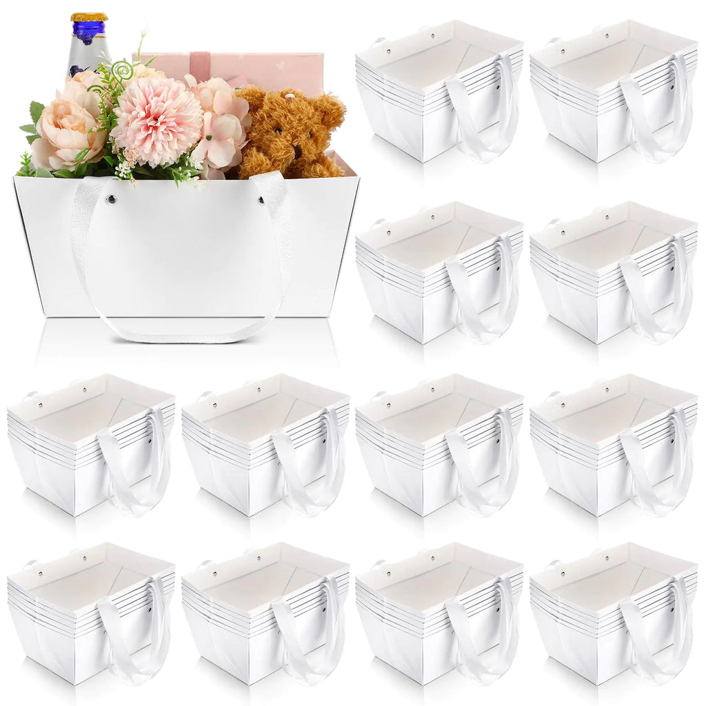 Glenmal 72 Pcs Baskets for Gifts Empty Kraft Basket Bulk with Handles 9.8 x 6.5 x 4.3 Gift Basket Empty to Fill for Gift Packages Wrapping Wedding Party Christmas Valentines(White)