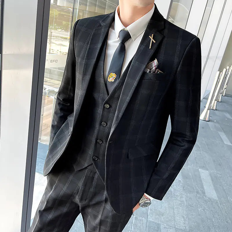 Men's Slim Fit Business Suit Set - Autumn New Style