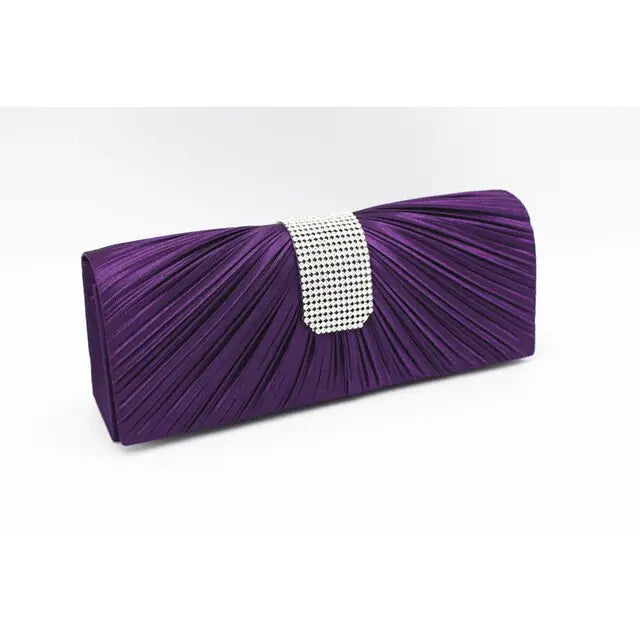 Black Satin Silk Evening Clutch Purse for Women