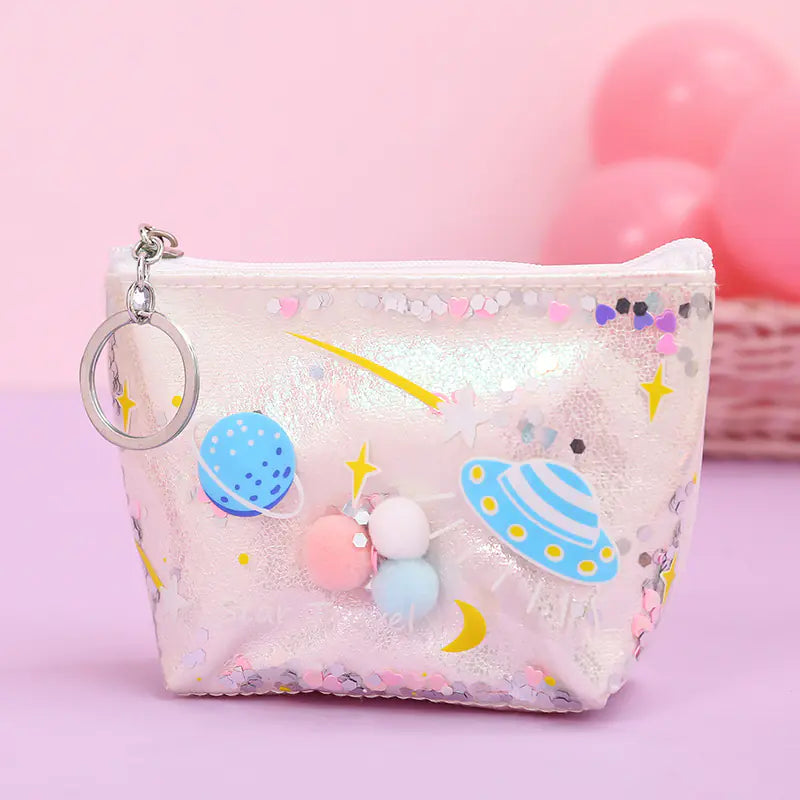 Makeup Bag with Glitter Coin Purse and Storage Pouch