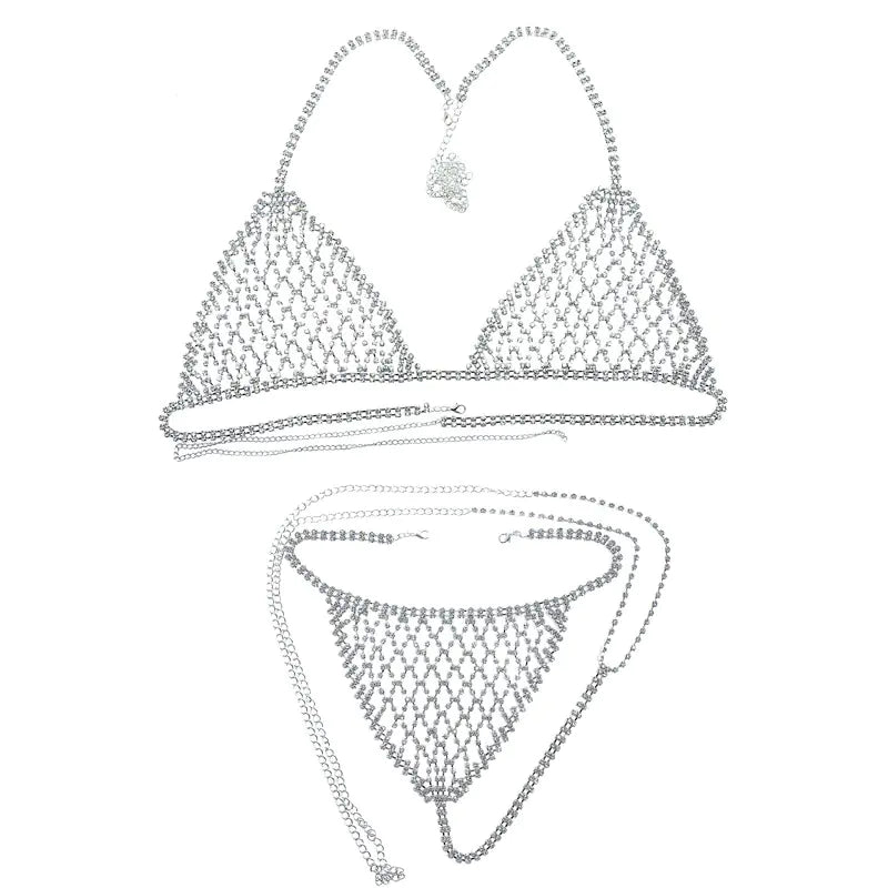 Exaggerated Rhinestone Body Chain for Nightclub Wear