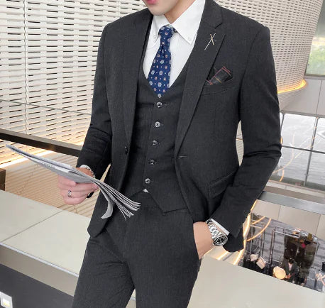 Men's Slim Fit Business Suit 3-Piece Set