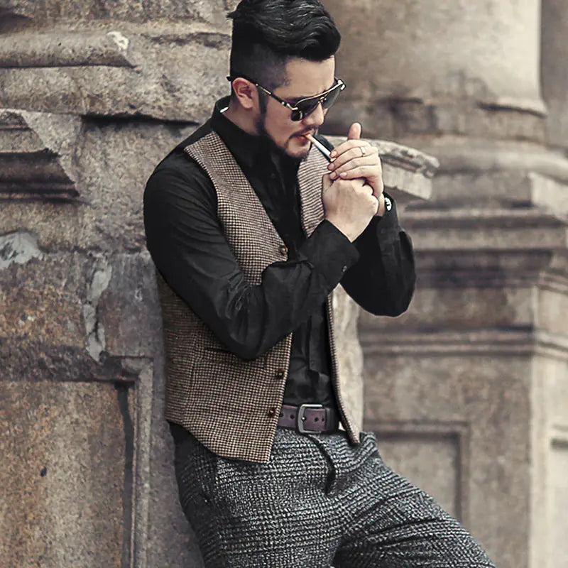 Men's Plaid Waistcoat - Vintage Style Wool Vest