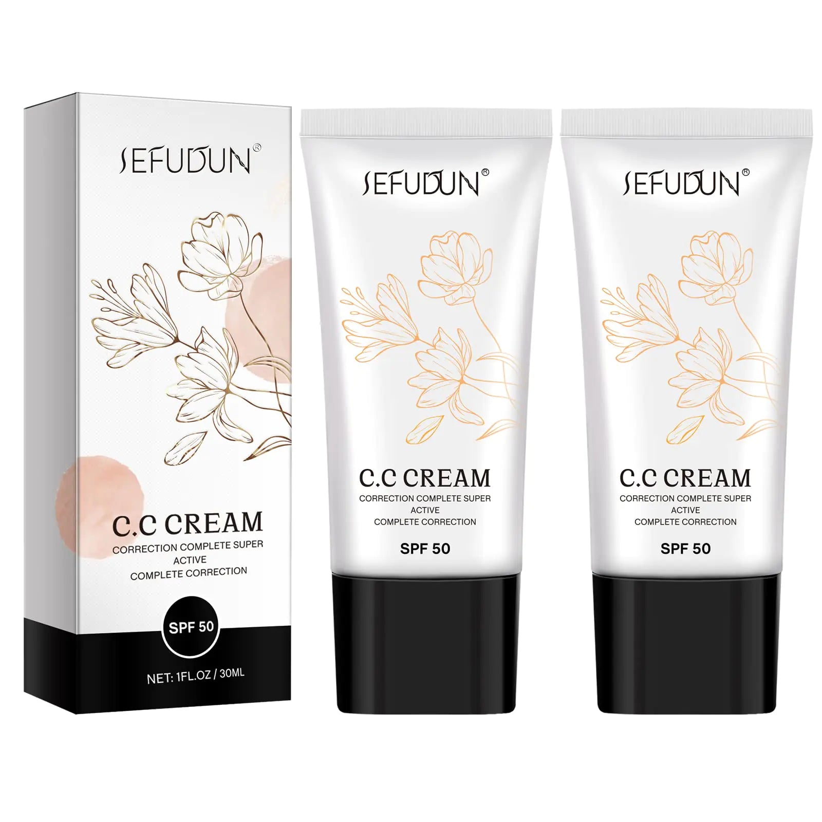 NIFEISHI CC Cream 2 Pack CC Cream Self Adjusting for Mature Skin Super Active CC Cream Foundation with SPF 50 for Face and Body Color Correcting