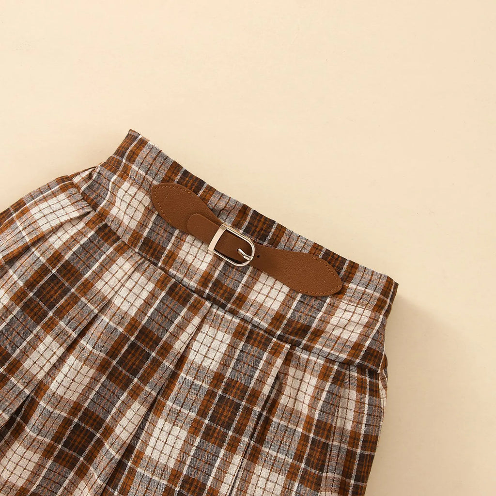 Korean Style Kids' Autumn Winter Plaid Dress Set