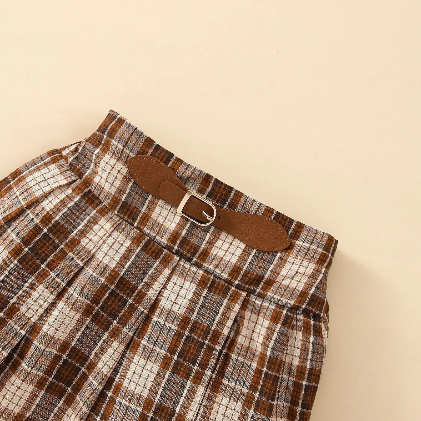 Korean Style Kids' Autumn Winter Plaid Dress Set