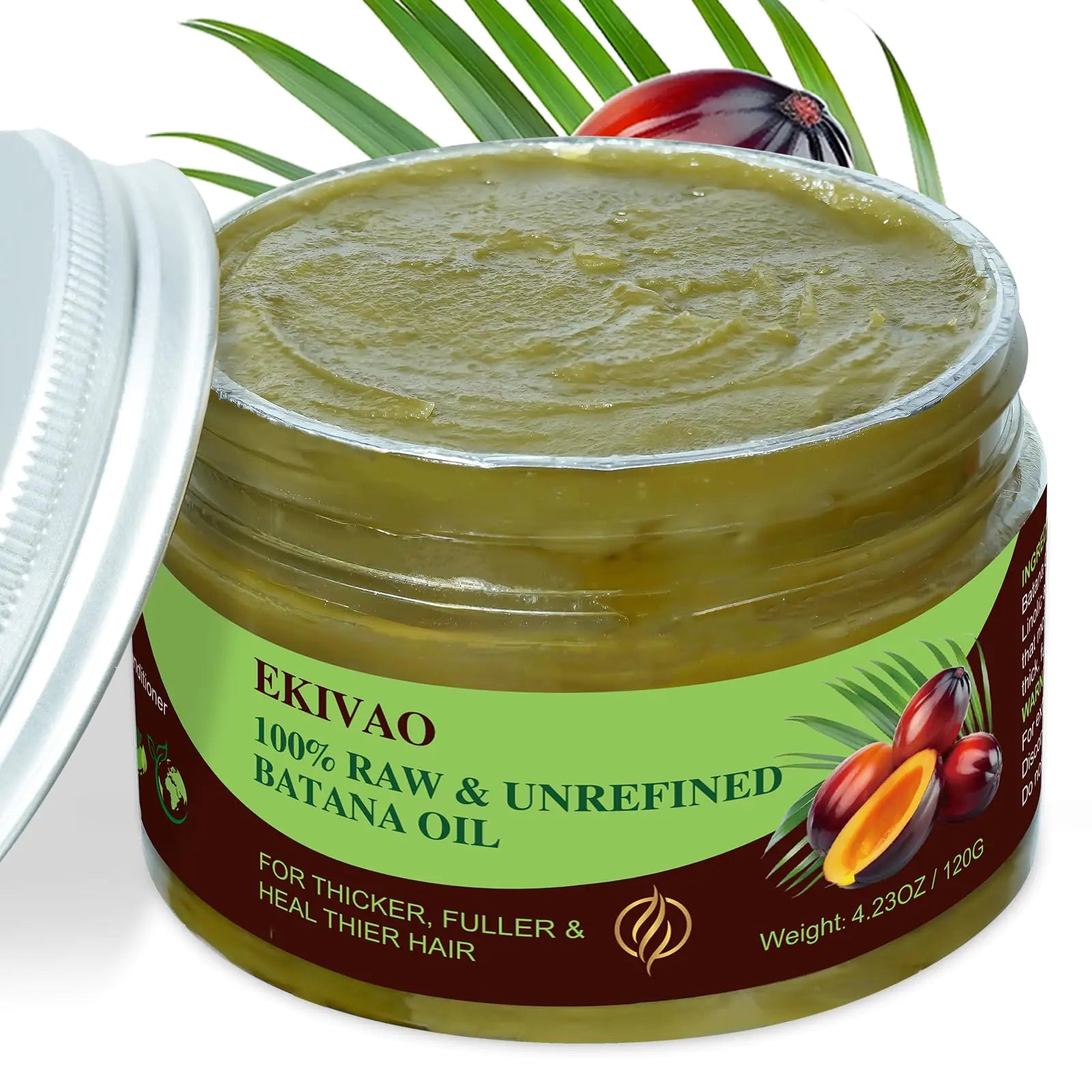 EKIVAO Raw Batana Oil for Hair Growth 4.2OZ Unrefined Batana Oil Bantan Oil for Hair Growth Batana Hair Oils for Hair Growth Bantana Hair Growth Oil with Hair Cap
