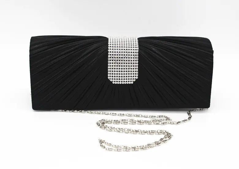 Black Satin Silk Evening Clutch Purse for Women