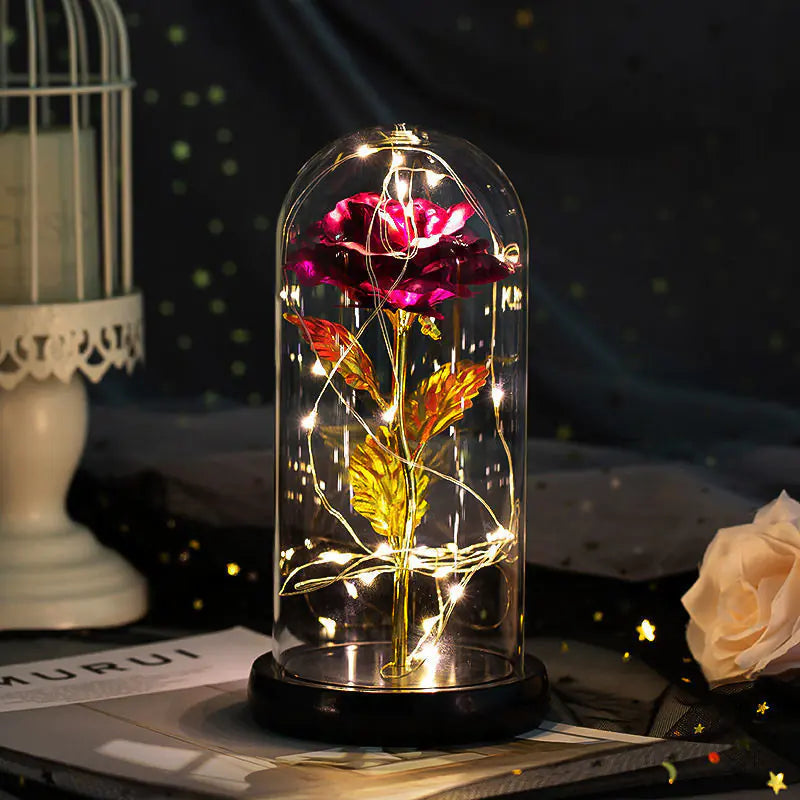 Eternal Flower Glass Cover with Battery - Valentine's Gift