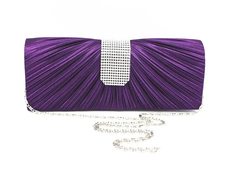 Black Satin Silk Evening Clutch Purse for Women
