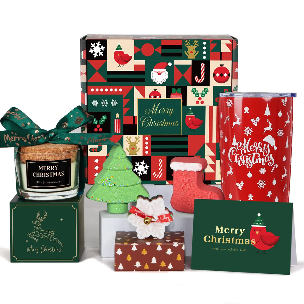 Christmas Gifts for Women – Xmas Relaxing Spa Scented Candle Insulated Tumbler Thank You Gift Basket for her Mom Wife Girlfriend Sister Bestie Friends Coworkers TeacherBirthday Gift Box Set