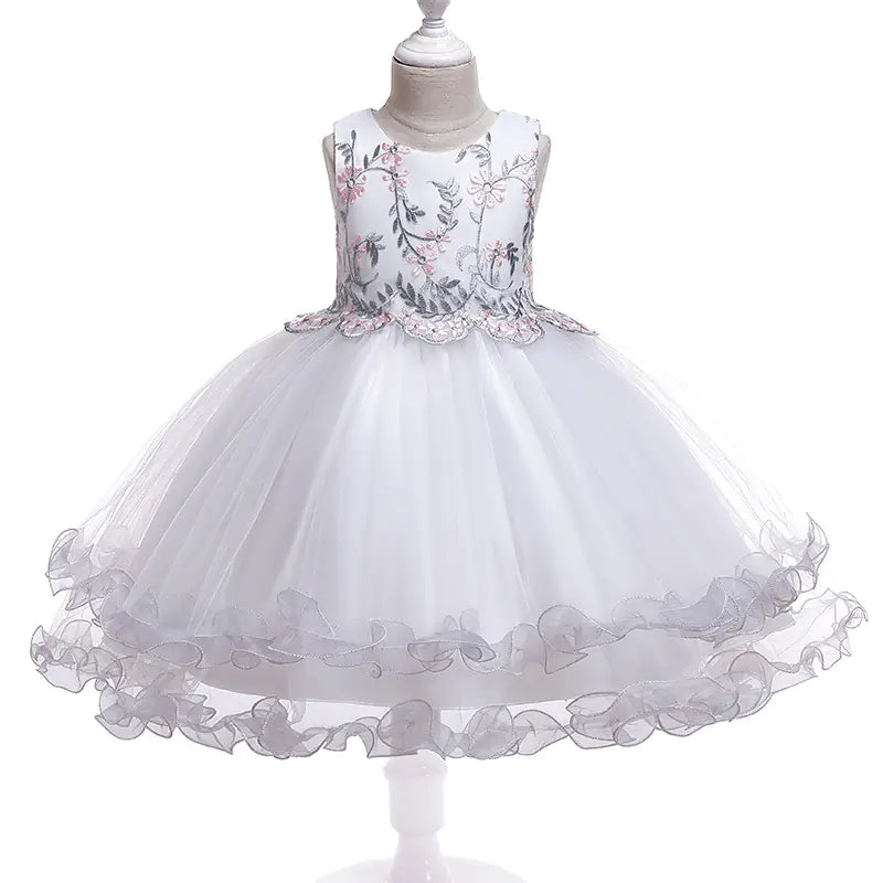 Embroidered Flower Sleeveless Toddler Dress