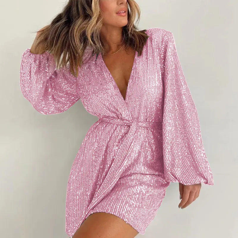 Sequined Long Sleeve Dress for Women