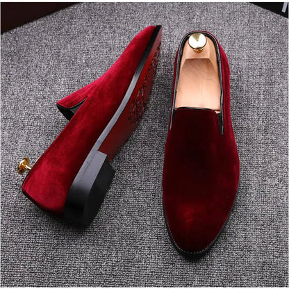 R&J Red Bottom Suede Loafers for Men