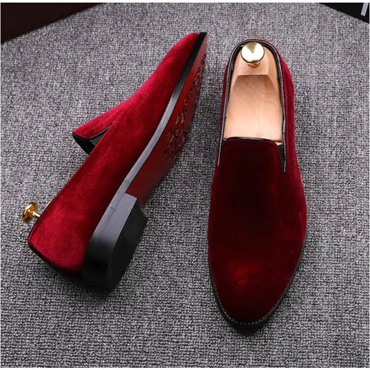 R&J Red Bottom Suede Loafers for Men