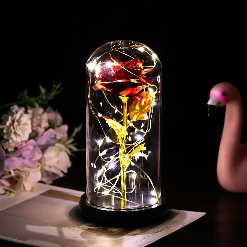 Eternal Flower Glass Cover with Battery - Valentine's Gift