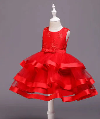 Girls Multi-Layer Embroidered Dress