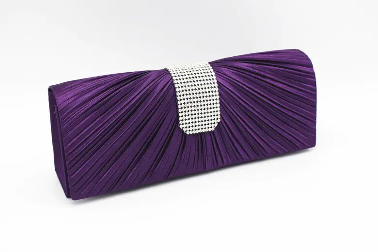 Black Satin Silk Evening Clutch Purse for Women