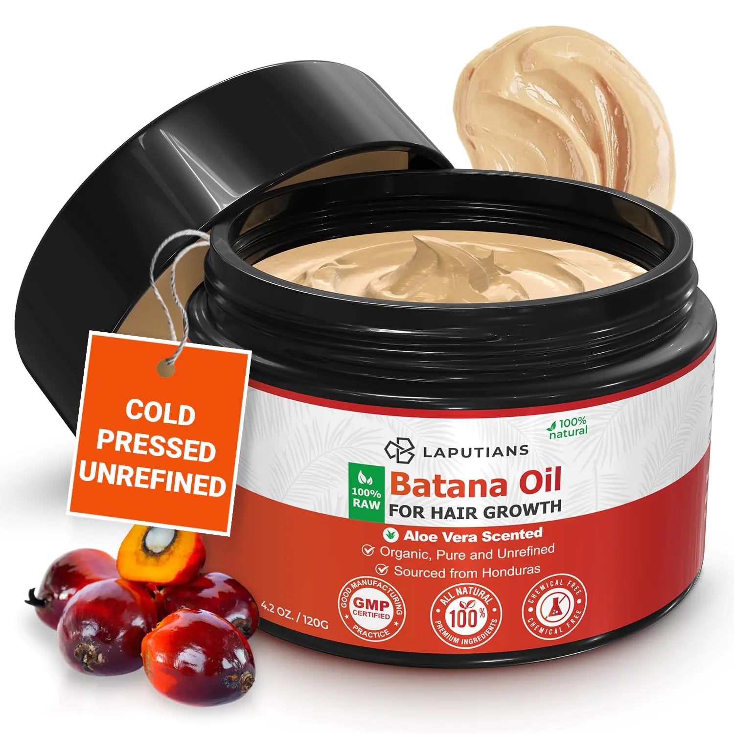 100% Raw Unrefined Batana Oil Dr. Sebi Organic from Honduras for Men & Women Prevent Hair Loss Promote Natural Hair Growth & Thickness