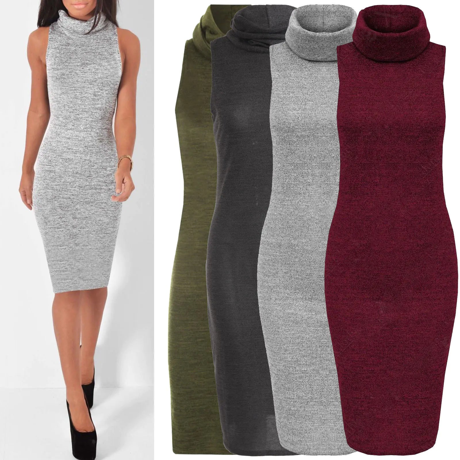 Sleeveless Knit Bodycon Pencil Dress