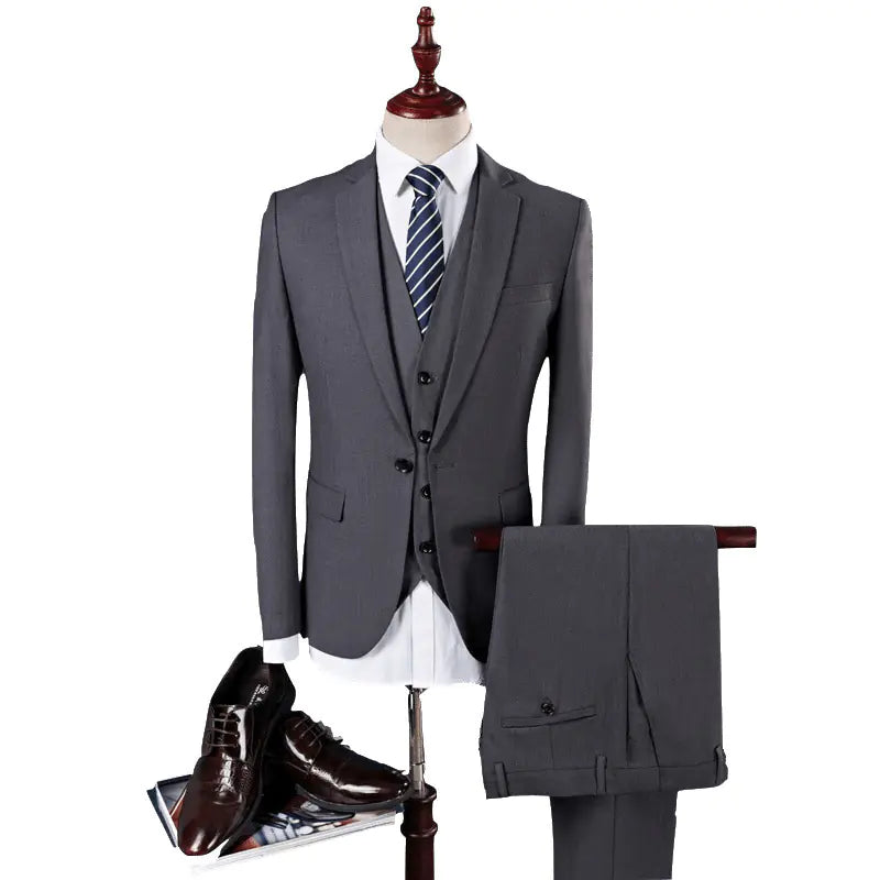 Men's Slim Fit Solid Color Suit Set for Weddings