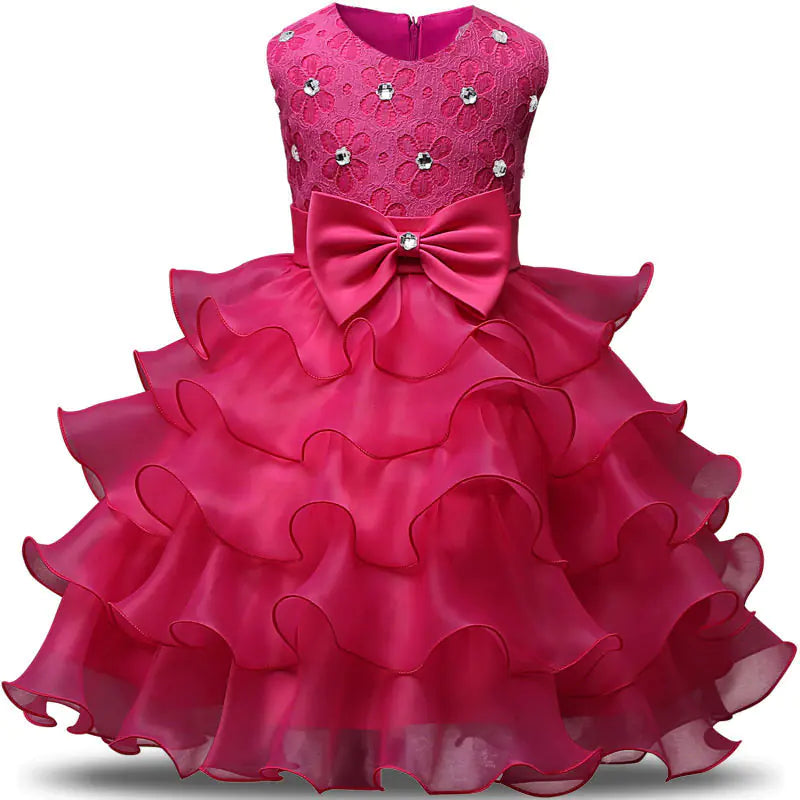 Girls' Sleeveless Princess Dress with Bow (Cake Dress)