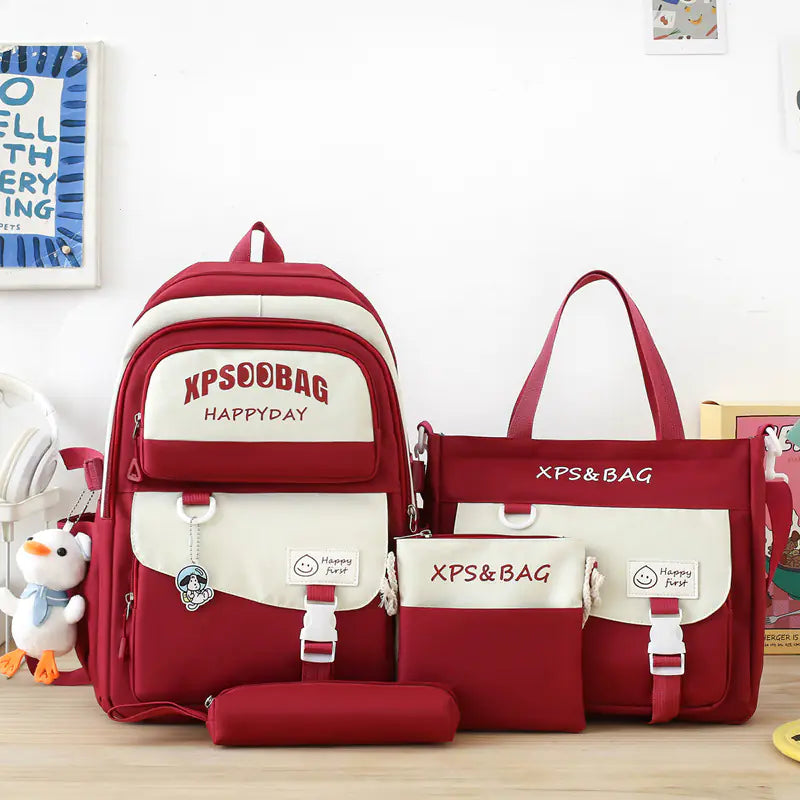Four-Piece Schoolbag Set for Junior and Senior High