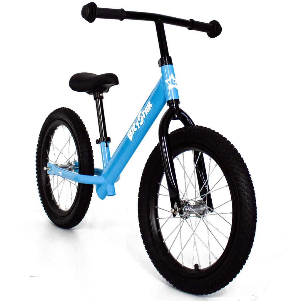bicystar 16 Inch Balance Bike Toddler Bicycle Ages 5-8 Air Tires No Pedals Push Bike Toddler Outdoor Toy Bike for Kids Boys Girls Blue