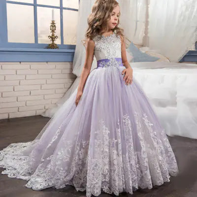 Girls' Lace Wedding Dress, Princess Gown for Kids