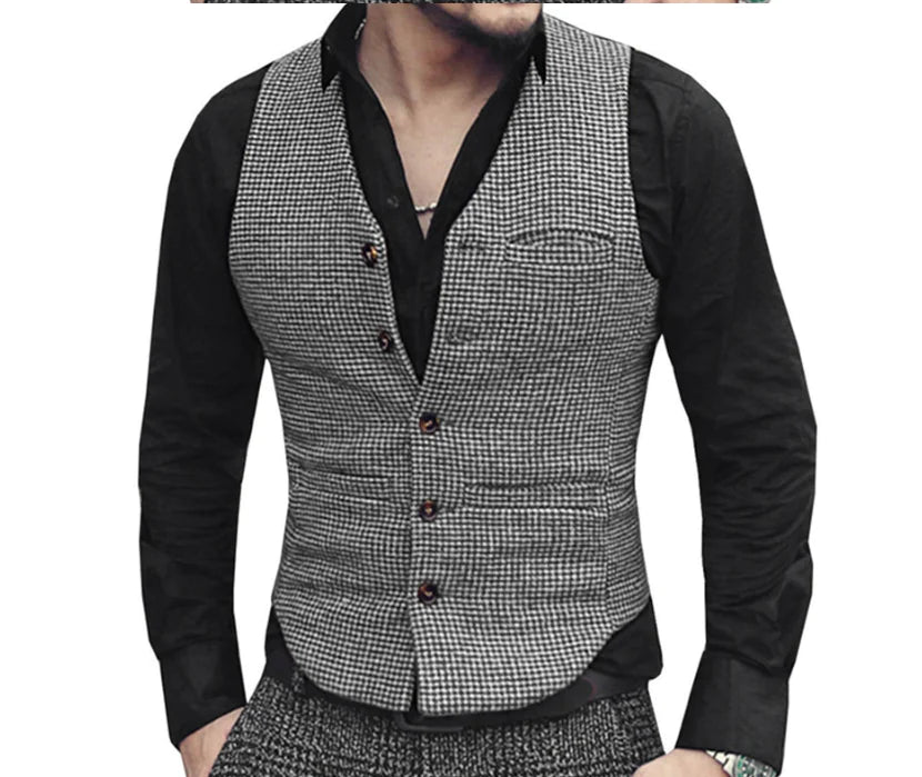Men's Plaid Waistcoat - Vintage Style Wool Vest